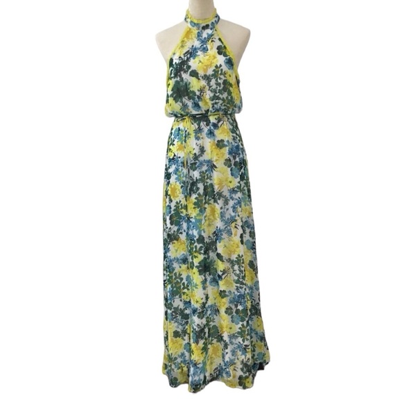 Lulus What A Wonder White Floral Print Halter Maxi Dress Size M - Picture 5 of 12